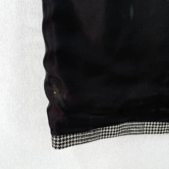 VINTAGE 70s SAINT LAURENT Wool Houndstooth Plaid Pencil Skirt XS Black White - Picture 15 of 16